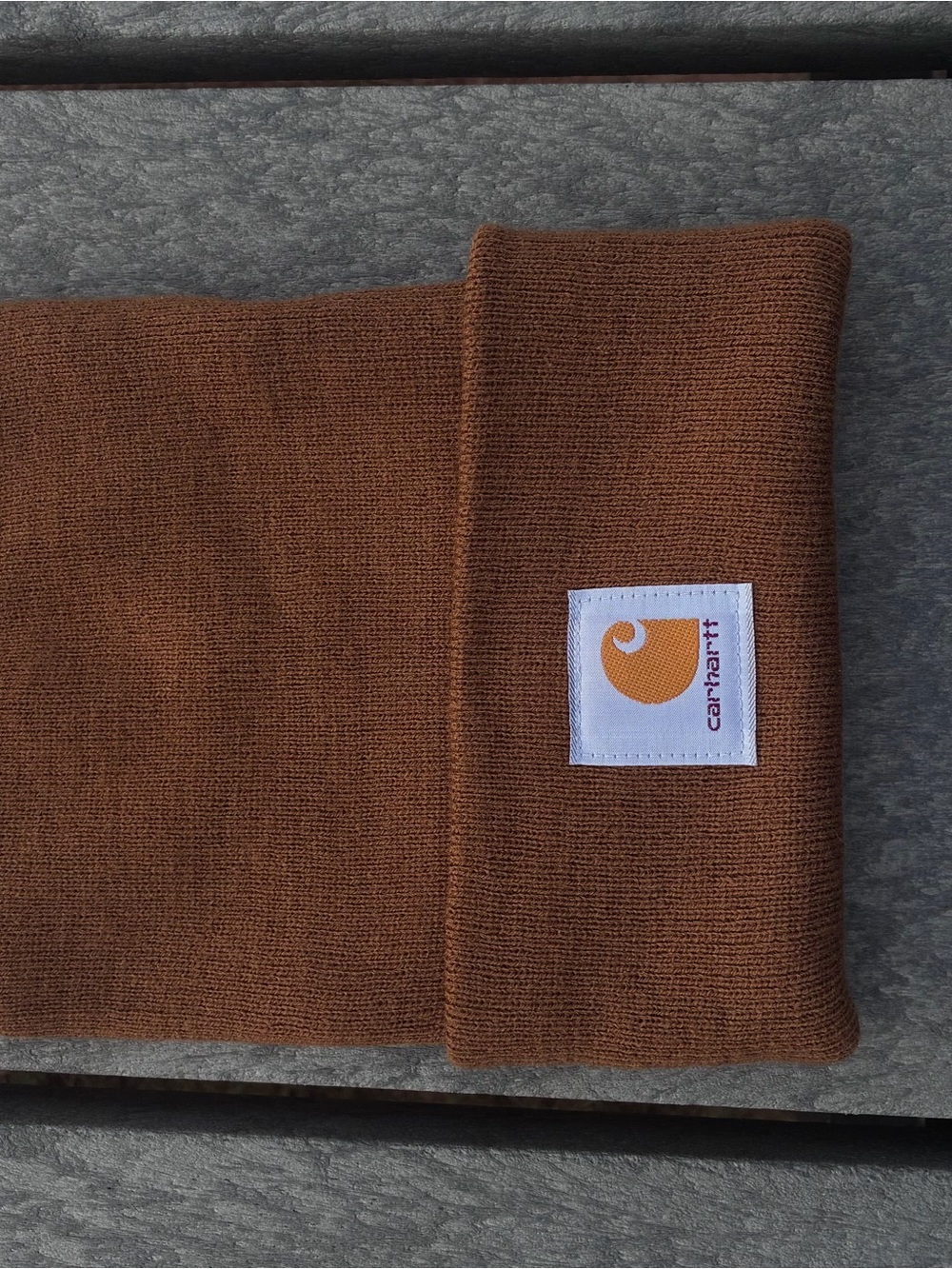 Carhartt Men’s Brown Knit Beanie with Logo Patch